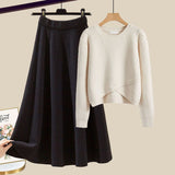 Ensembles pour femmes : Pull Femme Chic Original in ENSEMBLE - Beige - Noir van Seroa