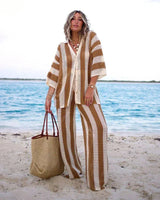 Robes deux pièces : Robe Femme Bohème Ensemble Crochet in Beige van Seroa