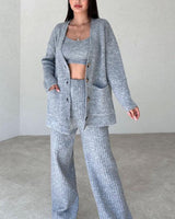 Ensembles et Tenues : Cardigan Femme Tricot Ensemble Confortable in Gris van Seroa