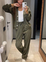 Autumn Collection : Ensemble Femme Décontracté Gilet et Pantalon in Vert van Seroa