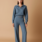 Ensembles : Pull Femme Décontracté Ensemble Pantalon in Bleu marine van Seroa