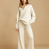 Ensembles : Pull Femme Décontracté Ensemble Pantalon in Blanc van Seroa