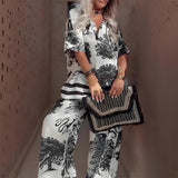 Ensembles : Pantalon Fluide Femme Élégant in Blanc van Seroa