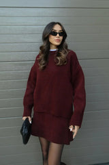 Tenues : Pull Femme Élégant Mini in Vin rouge van Seroa