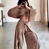 Ensembles pour femmes : Ensemble Femme à Manches Larges Lin Best-Seller in Marron van Seroa