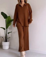 Tenues : Ensemble Femme Décontracté Rayures Tenues in Marron van Seroa