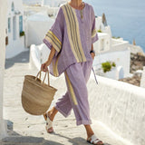 Ensembles pour femmes : Pantalon Fluide Femme en Lin Décontracté - Confortable et Léger pour l'Été in Violet van Seroa