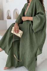 Robes décontractées : Robe Femme Décontracté Ensemble Kimono in Vert van Seroa