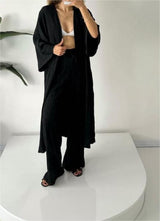 Robes décontractées : Robe Femme Décontracté Ensemble Kimono in Noir van Seroa