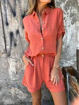 Ensembles pour femmes : Ensemble en Lin Léger pour un Confort Optimal Femme in Rouge Orange van Seroa