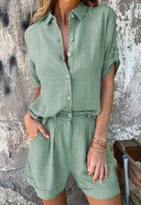 Ensembles pour femmes : Ensemble en Lin Léger pour un Confort Optimal Femme in Vert van Seroa