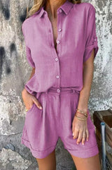 Ensembles pour femmes : Ensemble en Lin Léger pour un Confort Optimal Femme in Rose van Seroa