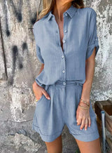 Ensembles pour femmes : Ensemble en Lin Léger pour un Confort Optimal Femme in Bleu van Seroa
