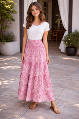 Robes deux pièces : Ensemble Fluide Femme Imprimé Floral Élégant - Pantalon Large & in Rose van Seroa