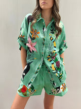 Robes décontractées : Ensemble Femme Polyester Floral in Verde van Seroa