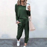 Autumn Collection : Jogging Femme Décontracté Ensemble Deux in Vert van Seroa