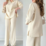 Vêtements pour femmes : Pantalon Fluide Femme Ensemble Large in Blanc van Seroa