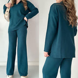 Vêtements pour femmes : Pantalon Fluide Femme Ensemble Large in Vert van Seroa