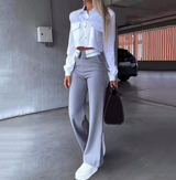 Costumes pour femmes : Pantalon Fluide Femme Ensemble Tailleur in van Seroa