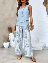 Robes décontractées : Ensemble Fluide Femme 2 Pièces Été - Top Court & Jupe Longue in Bleu van Seroa