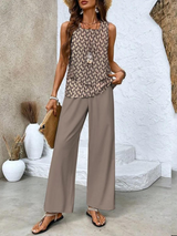 Robes décontractées : Ensemble Fluide Femme 2 Pièces Été - Top Court & Jupe Longue in Marron van Seroa