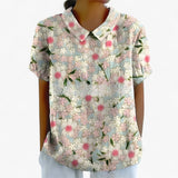 Women's Top Clothes : Chemise Florale Élégante pour Femme en Viscose - Motif Imprimé in Blanc avec des fleurs bleues van Seroa