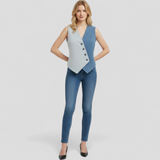 top blouses : Blouse Sans Manches avec Boutons Asymétriques Femme in van Seroa