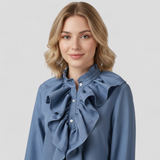 top blouses : Blouse Élégante à Volants avec Manches Statement Femme in van Seroa