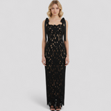 Dresses : Robe fourreau femme élégante noire col bateau manches longues en maille stretch in van Seroa