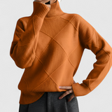 Autumn Collection : Pull Col Roulé Femme Noir Cachemire Doux Élégant & Chaud in Orange van Seroa