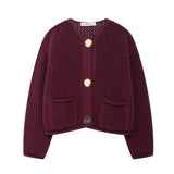 Cardigan : Cardigan Femme Élégant Ajustée in Rouge Vin van Seroa