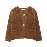 Cardigan : Cardigan Femme Élégant Ajustée in Marron van Seroa