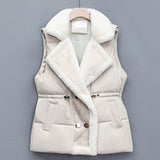 Autumn Collection : Gilet sans Manche Femme Élégant in Blanc Perle van Seroa