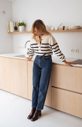 Pulls et gilets : Gilet sans Manche Femme Bleu Marine Viscose Rayé in van Seroa