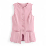 Gilets : Veste Femme Coton Blanc in Rose van Seroa