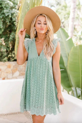 dresses : Robe Femme Élégante Manches Courtes in Vert van Seroa