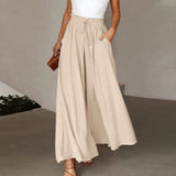skirts : Pantalon Palazzo Femme Taille Haute Ample in Beige van Seroa