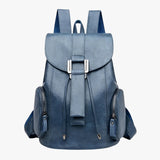 Bags : Sac à dos Grande Capacité en Cuir Véritable Noir pour Femme, Élégant et Fonctionnel in Bleu clair van Seroa