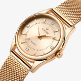 Montre Femme Luxe Dorée en Acier Inoxydable avec Diamants, Élégante et Raffinée
