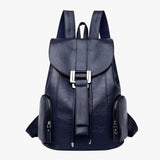 Bags : Sac à dos Grande Capacité en Cuir Véritable Noir pour Femme, Élégant et Fonctionnel in Bleu marine van Seroa