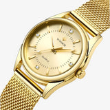 Montre Femme Luxe Dorée en Acier Inoxydable avec Diamants, Élégante et Raffinée