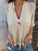 Pulls et gilets : Haut Tricoté Polyester Col En V Femme Pulls et gilets in van Seroa