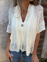Pulls et gilets : Haut Tricoté Polyester Col En V Femme Pulls et gilets in Blanc van Seroa