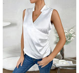 Chemises et Blouses : Blouse Femme sans Manches in Blanc van Seroa