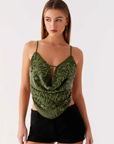 Hauts : Haut Femme Élégant avec Décolleté Profond in Vert van Seroa