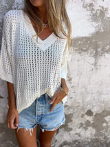 Hauts pour femmes : Top Femme Haut Chic Élégant Décontracté Polyester in Blanc van Seroa