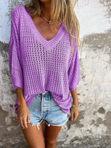 Hauts pour femmes : Top Femme Haut Chic Élégant Décontracté Polyester in Violet van Seroa