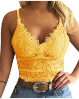 Hauts pour femmes : Haut Femme Sexy en Maille Transparen Bretelles Réglables in Jaune van Seroa