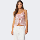 Blouses : Haut Court Glamour avec Paillettes Femme in Rose van Seroa