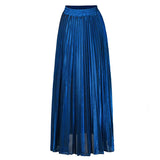 skirts : Jupe Longue Plissée Haute Taille Femme skirts in Bleu van Seroa